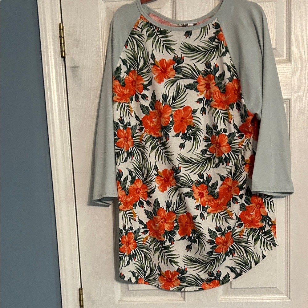 LuLaRoe Orange Floral Long Sleeve Top